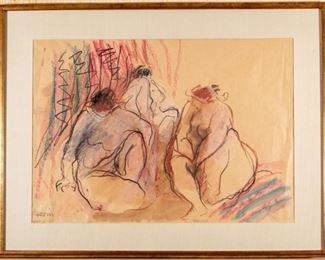 Ruth Levin (Israeli, 1918 - 2006) Mixed Media Watercolor, 