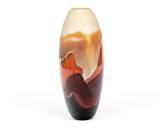 Cased Earthtone Art Glass Vase