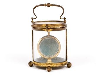 An Antique Gilt Metal Watch Display Case