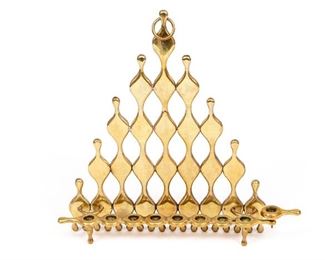 Brass Menorah With Candle Snuffer