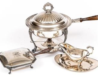 Group Of Silver Plate Table Top Items