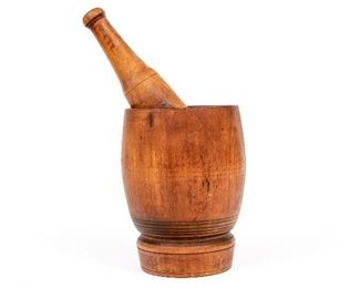 Antique Wooden Pestle And Mortar