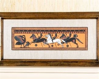 Lithograph With Men On Horseback & Birds