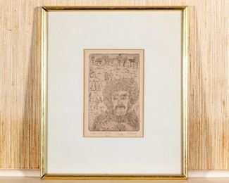 Etching Of A Leaf Covered Man