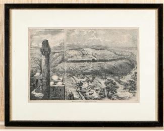 Antique Map Of Jerusalem - View From The Mount Of Olives By 