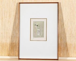 Fina Signed Color Monotype Of Floral Still Life