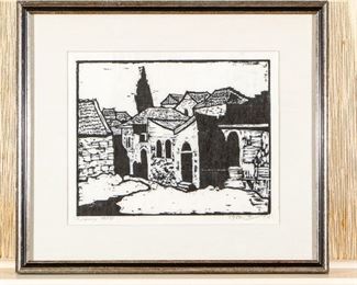Jacob Pins (b. Germany 1917 - D. Israel 2005) Woodcut 