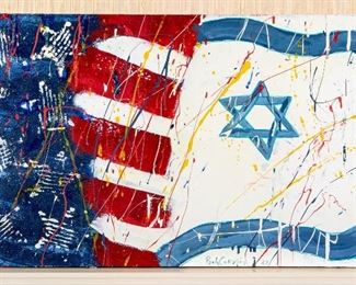 Paolo Corvino (Am. 1930 - 2015) Oil On Canvas Flag