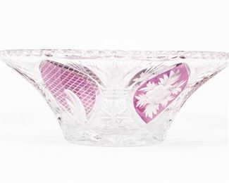 Large Ruby Stain Cut Crystal Bowl