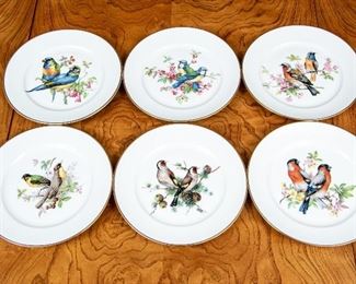 Set Of Six Josef Kuba Bavarian Bird Plates