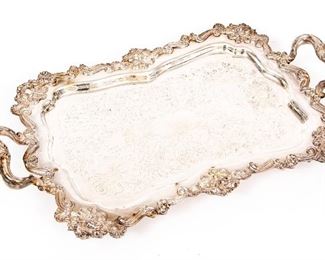Silver Plate Heavy Repose` Handled Tray