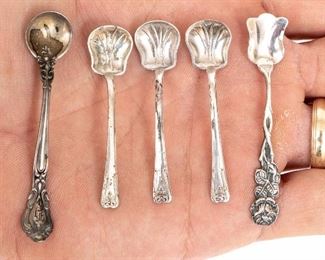 Collection Of Sterling Silver Condiment Spoons