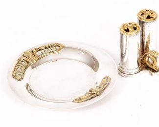 Limited Edition Chrome And Brass Objects Of Judaica 