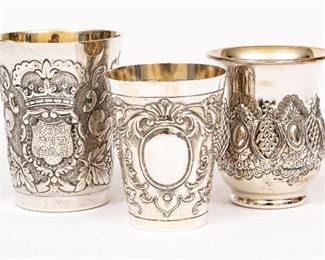 Group Of Three Sterling Silver Kiddush Cups