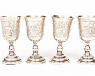 Group Of Four Sterling Silver Goblets