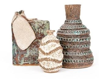 Ruth Batkin Art Pottery Group Of Three Vessels