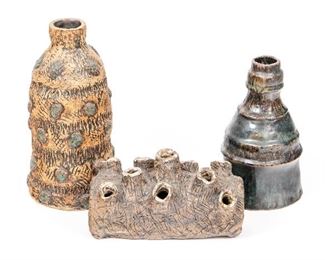 Ruth Batkin Group Of Three Signed Art Pottery Vessels