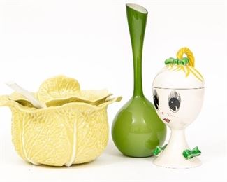 Group Of Three Decorative Items Including Cabbage 