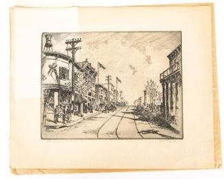 Kent Hagerman (American, 1893-1978) Etching "Carriage Days 