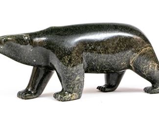 Carved Bear Sculpture By Canadian Inuit Artist Namonai 