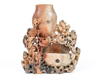 Carved Soapstone Double Vase