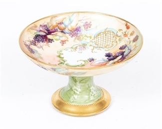 Hand-Painted Porcelain Footed Compote
