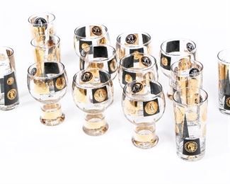 Collection Of Cera Black & Gold Mid Century Barware