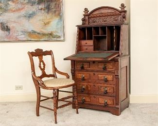Arts & Crafts Secretary Desk & A Compatible Chair