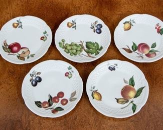 Set Of Five Philippe Deshoulieres Fruit Dessert Plates