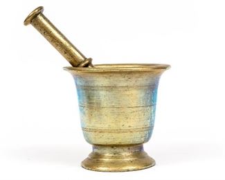 Antique Brass Mortar And Pestle