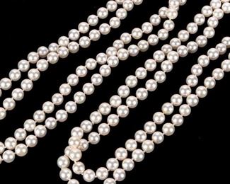 Two 8.8mm Opera Length Pearl Necklaces