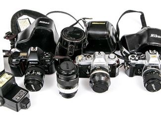 Group Of Cameras, Lens, Cases
