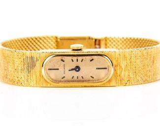 Ladies Vintage 18K Gold Watch By Delano