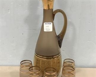 Bohemian Glass Decanter and Cups
