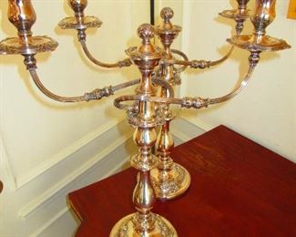Pair of Plated Candelabras, 19th c.