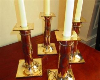 Group of Four Plated Pairpoint Candlesticks