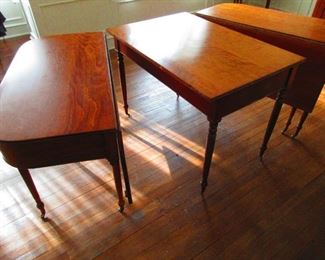 Antique American Sheraton Three Part Dining Table in Cherry (Shown separated and closed)