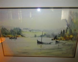 Harbor Scene Watercolor