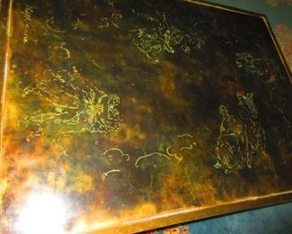 Etched Bronze Zodiac Coffee Table by Philip and Kelvin La Verne, 1960-1965