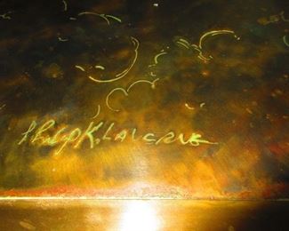 Signature on Etched Bronze Zodiac Coffee Table by Philip and Kelvin La Verne, 1960-1965