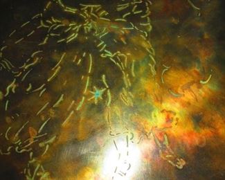 Detail of Etched Bronze Zodiac Coffee Table by Philip and Kelvin La Verne, 1960-1965