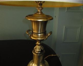 One of a Pair of Silvered Urn Lamps
