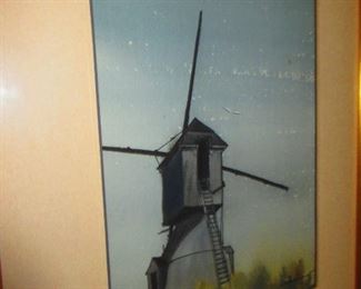 Artist Signed Watercolor of Windmill