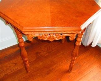 Antique Octagon Table with Hand Carving