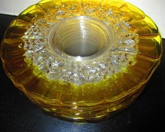 Pressed Glass Plates with Canary Yellow Edges