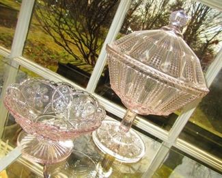 American Pressed Glass Compote and Dish