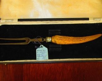 19th c. English Antler Handled Carving Fork