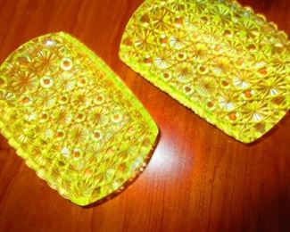 Buttons & Bows Vaseline Glass Dishes