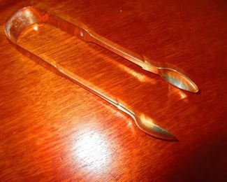 Coin Silver Sugar Cube Tongs, Continental 19th c.