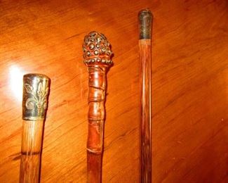 Sterling Handled and Embellished Walking Sticks